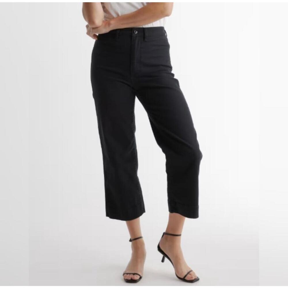 Quince Stretch Cotton Wide Leg Chino Pants Black 4